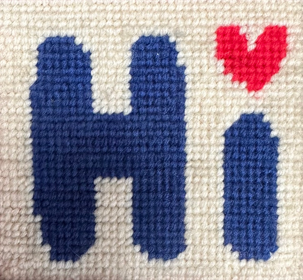 Handmade hi heart needlepoint
